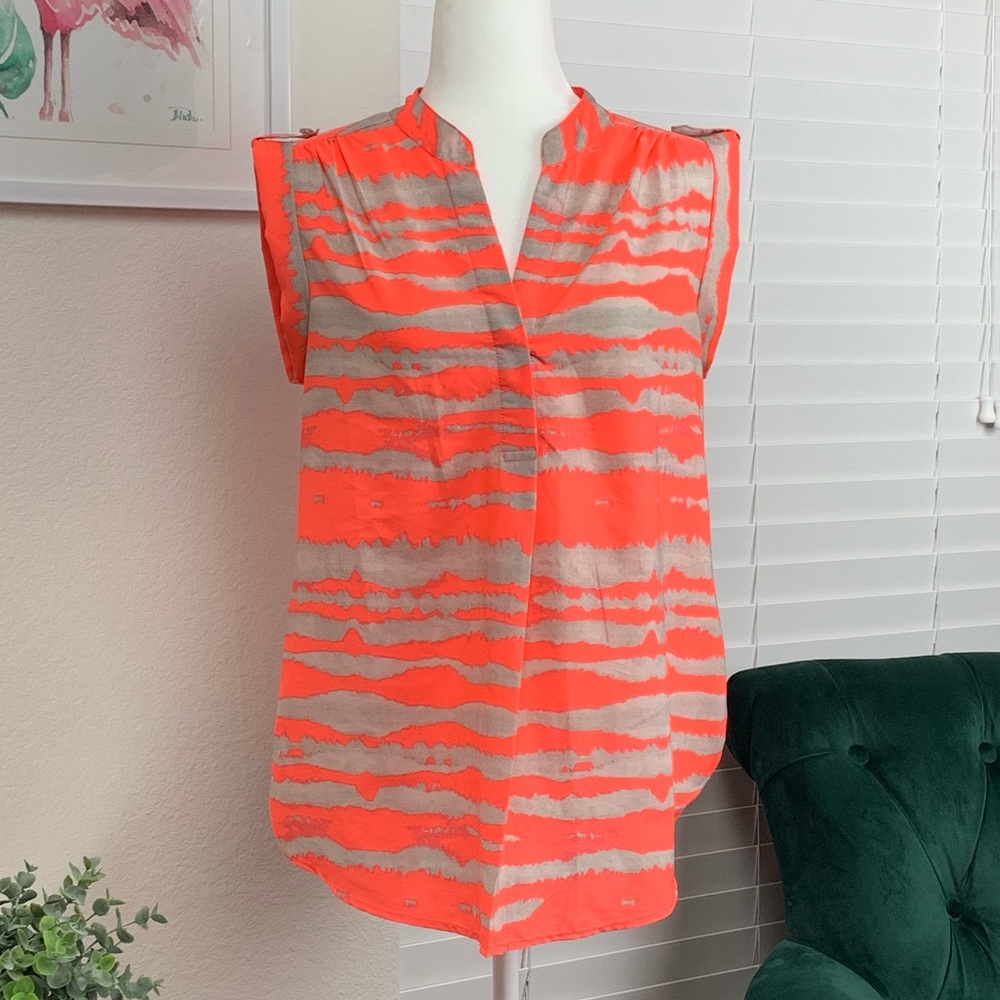 Antilia Femme Neon Orange Striped Top